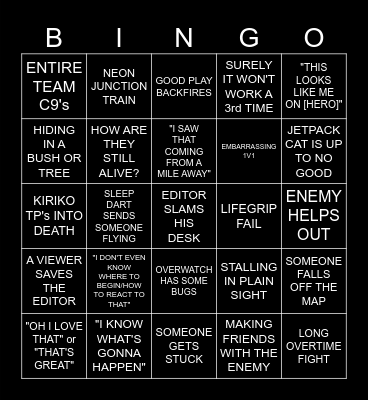 Funny Moments Bingo Card
