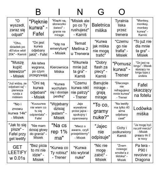 CS'owe bingo Card