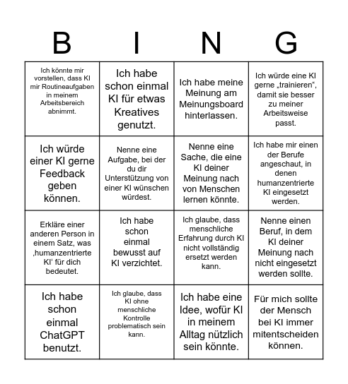 HUMAINE BINGO Card