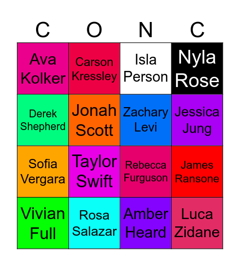 Concert Names Glasgow Disney * Bingo Card