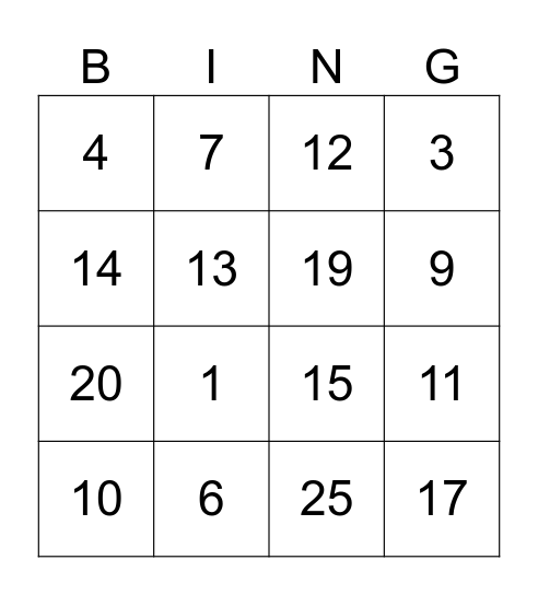 Maths Bingo! Bingo Card
