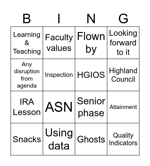 BDT Bingo Card