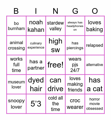 ✮st4rrcals bingo✮ Bingo Card