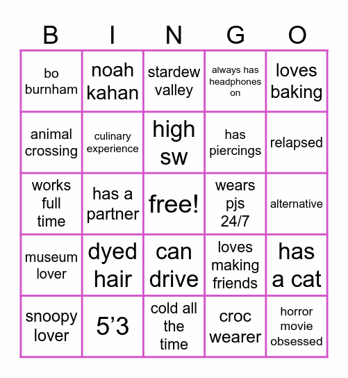 ✮st4rrcals bingo✮ Bingo Card