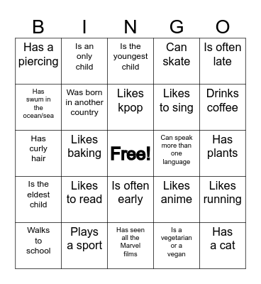 Find someone who... Bingo Card