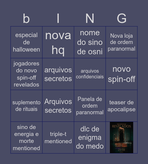 Segredos revelados Bingo Card