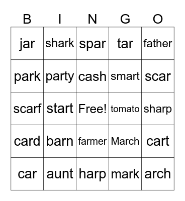 Long vowel sound a. Bingo Card