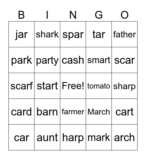Long vowel sound a. Bingo Card