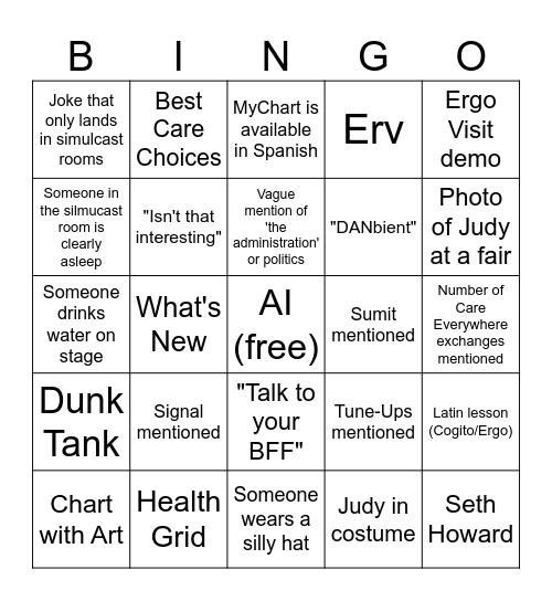 Exec Session Bingo Card