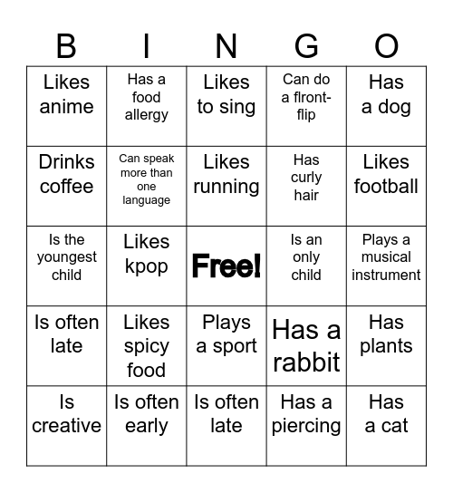 Find someone who... Bingo Card