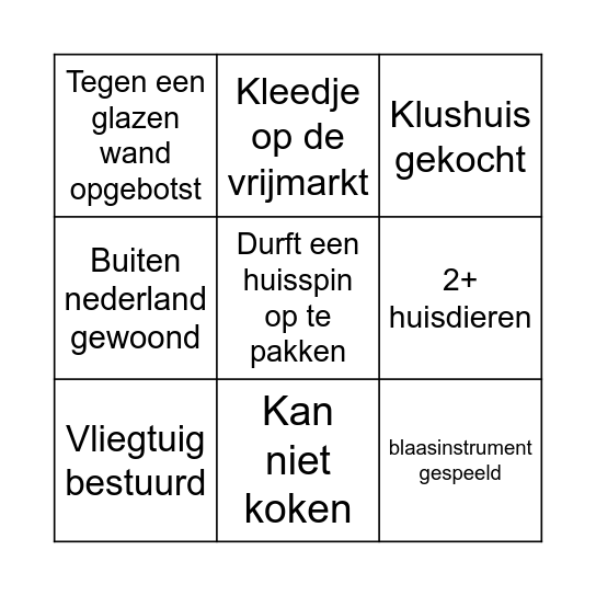 SZWeet Bingo Card