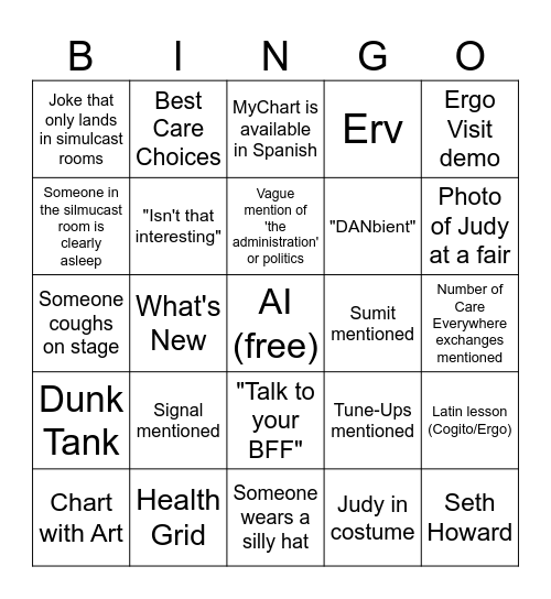 Exec Session Bingo Card