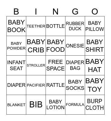PREPARING FOR A BABY Bingo Card