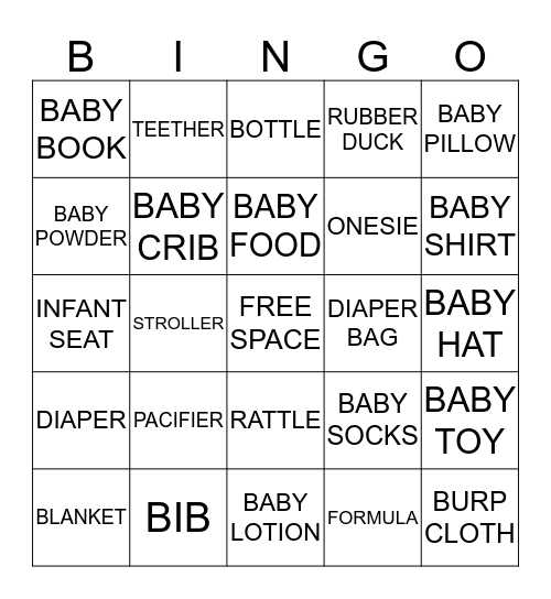 PREPARING FOR A BABY Bingo Card