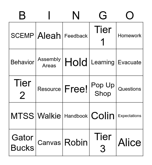 AES Bingo! Bingo Card