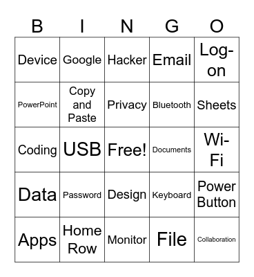 Digital Literacy Bingo Card