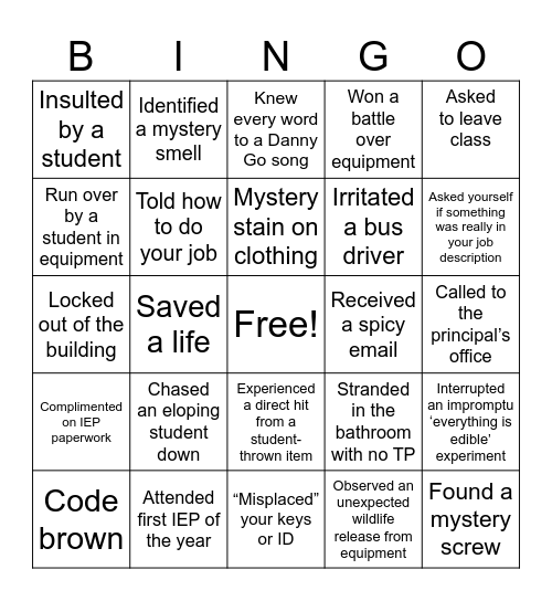 Untitled Bingo Card