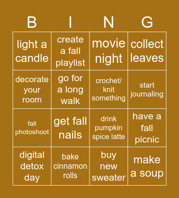 Autumn BINGO Card