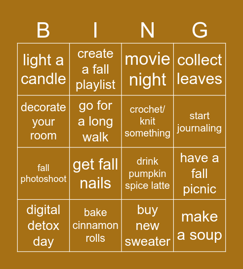 Autumn BINGO Card