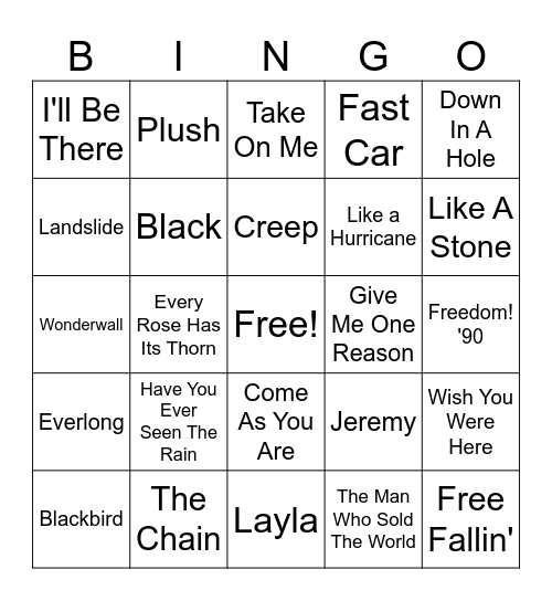 Unplugged Bingo Card