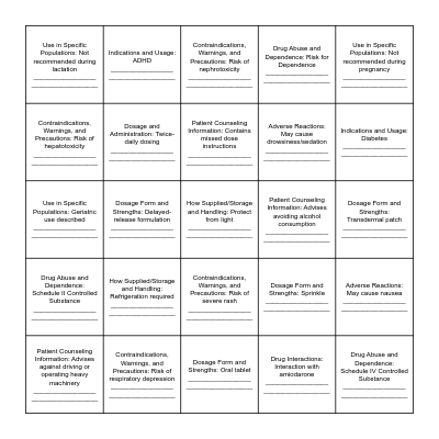 BINGO Rx Bingo Card