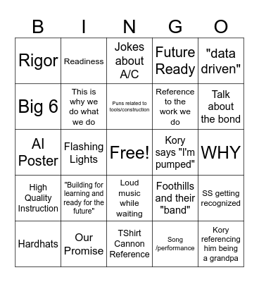 Opening Day Bingo Card