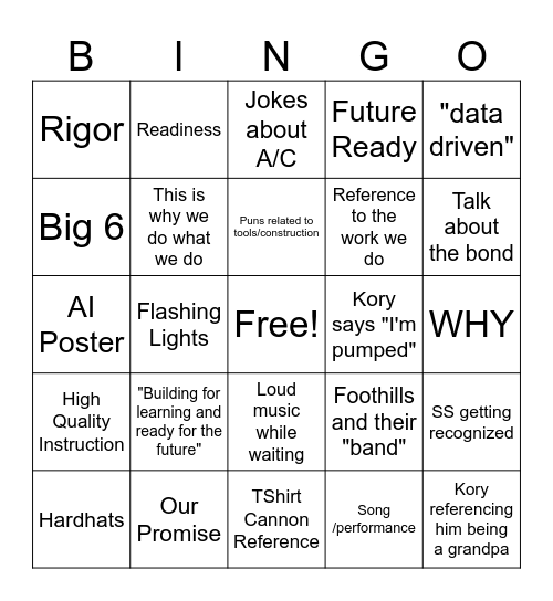 Opening Day Bingo Card