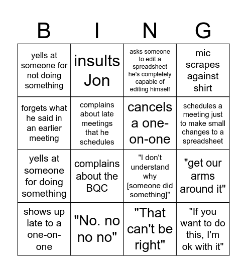 Mo Bingo Card
