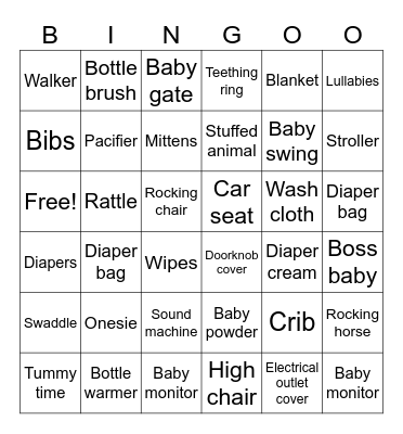 Baby Bingo Card