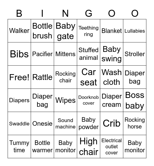 Baby Bingo Card
