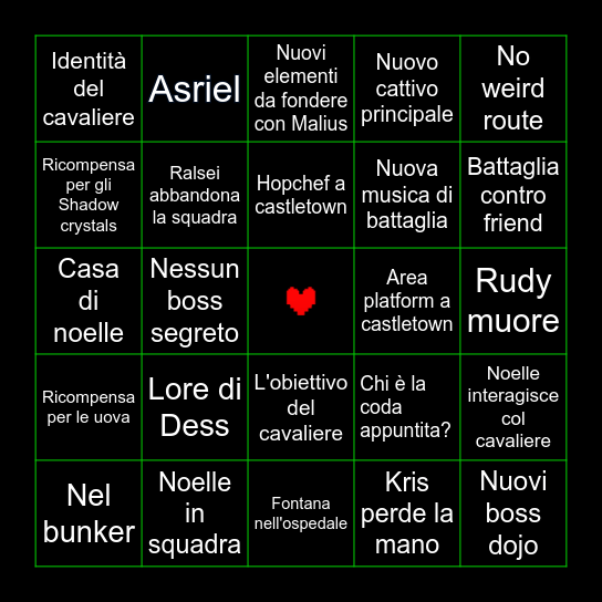 DELTARUNE capitolo 6 Bingo Card