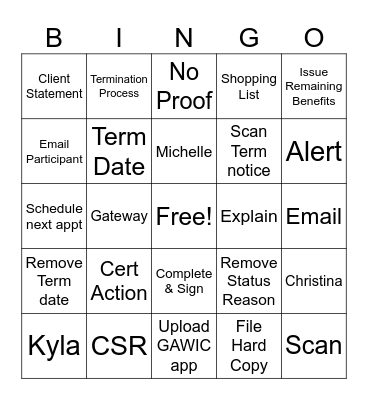 30 Day Certification Bingo Card