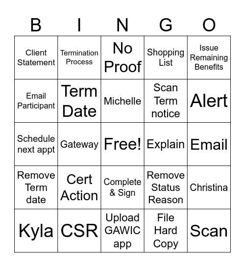 30 Day Certification Bingo Card