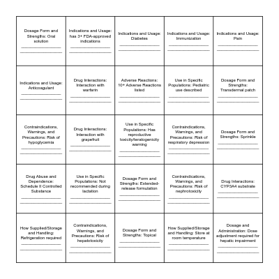 BINGO Rx Bingo Card