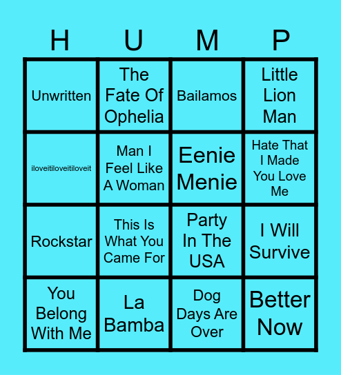 Hump Day Hits 5 (Round 1) Bingo Card