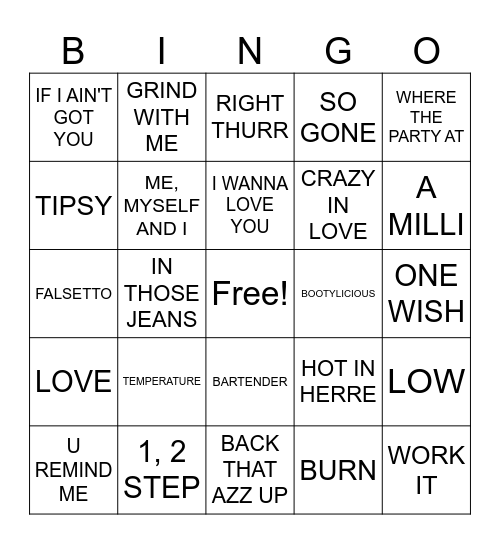 Y2K - 5 IN A ROW Bingo Card