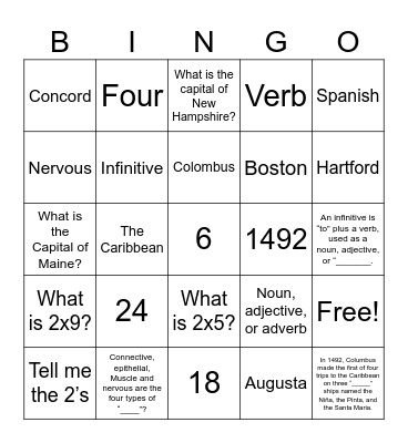 Memory Review - C3 W01 Bingo Card