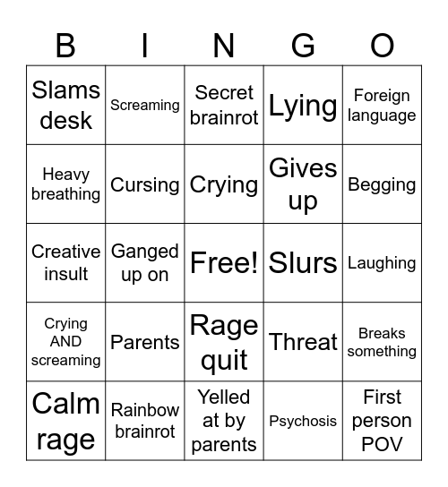 Steal a Brainrot Bingo Card