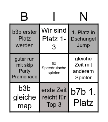 Time Attack Bingo Card