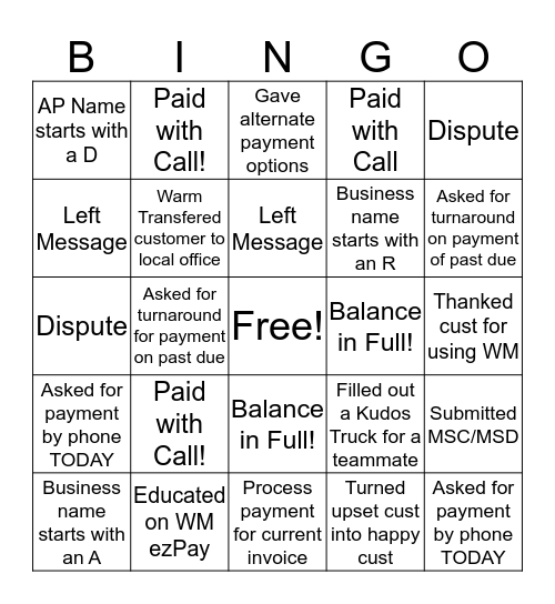 RMC BINGO! Bingo Card