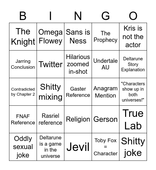 matpat deltarune theory Bingo Card