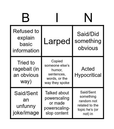 Sulus’ Daily Personality Bingo Card