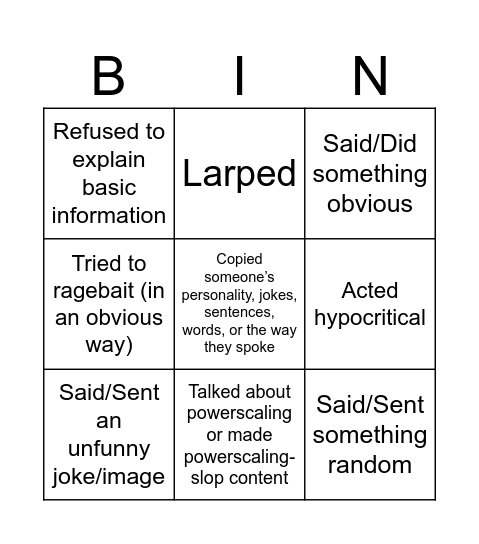 Sulus’ Daily Personality Bingo Card