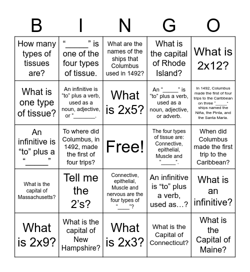 Review - C3 W01 Bingo Card