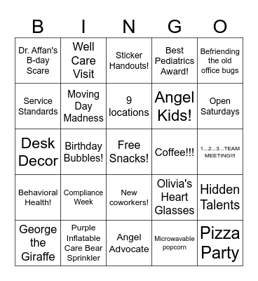 ANGEL KIDS BINGO :) Bingo Card