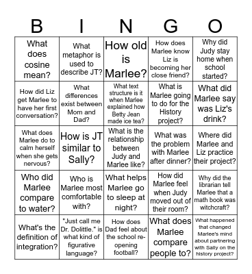 The lions of Little Rock Bingo Card