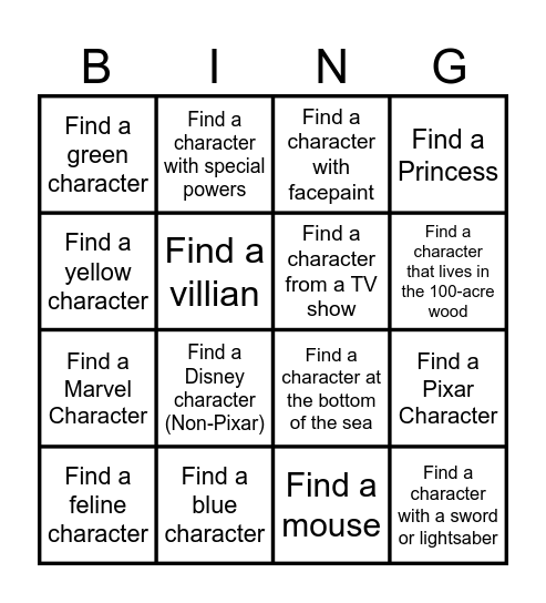 Secret Identity Bingo Card