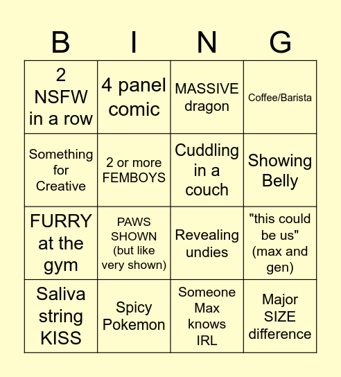 FURRY MEME BING Bingo Card