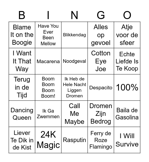 Muziekbingo Card