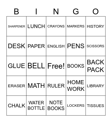 SCHOOL DAYS Bingo Card